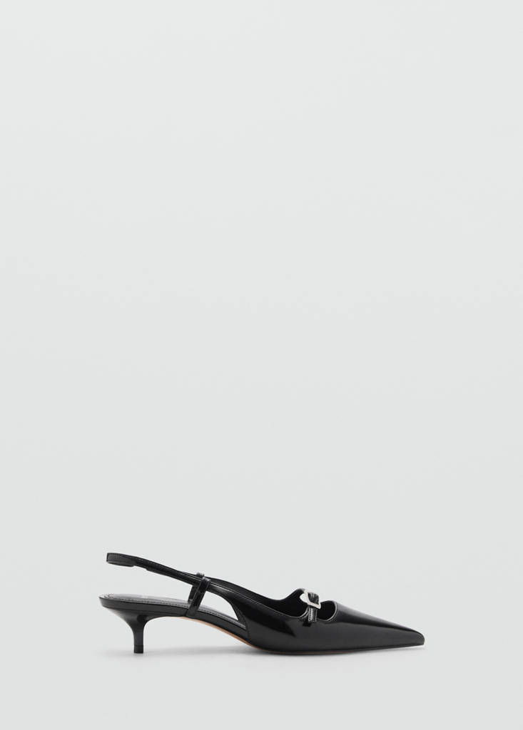 Slingback heeled shoes with buckle — Black