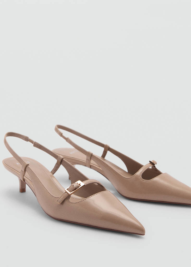 Slingback heeled shoes with buckle — Light/Pastel Brown