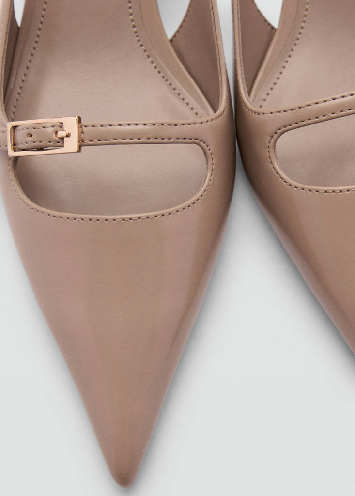 Slingback heeled shoes with buckle — Light/Pastel Brown