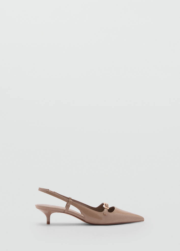 Slingback heeled shoes with buckle — Light/Pastel Brown