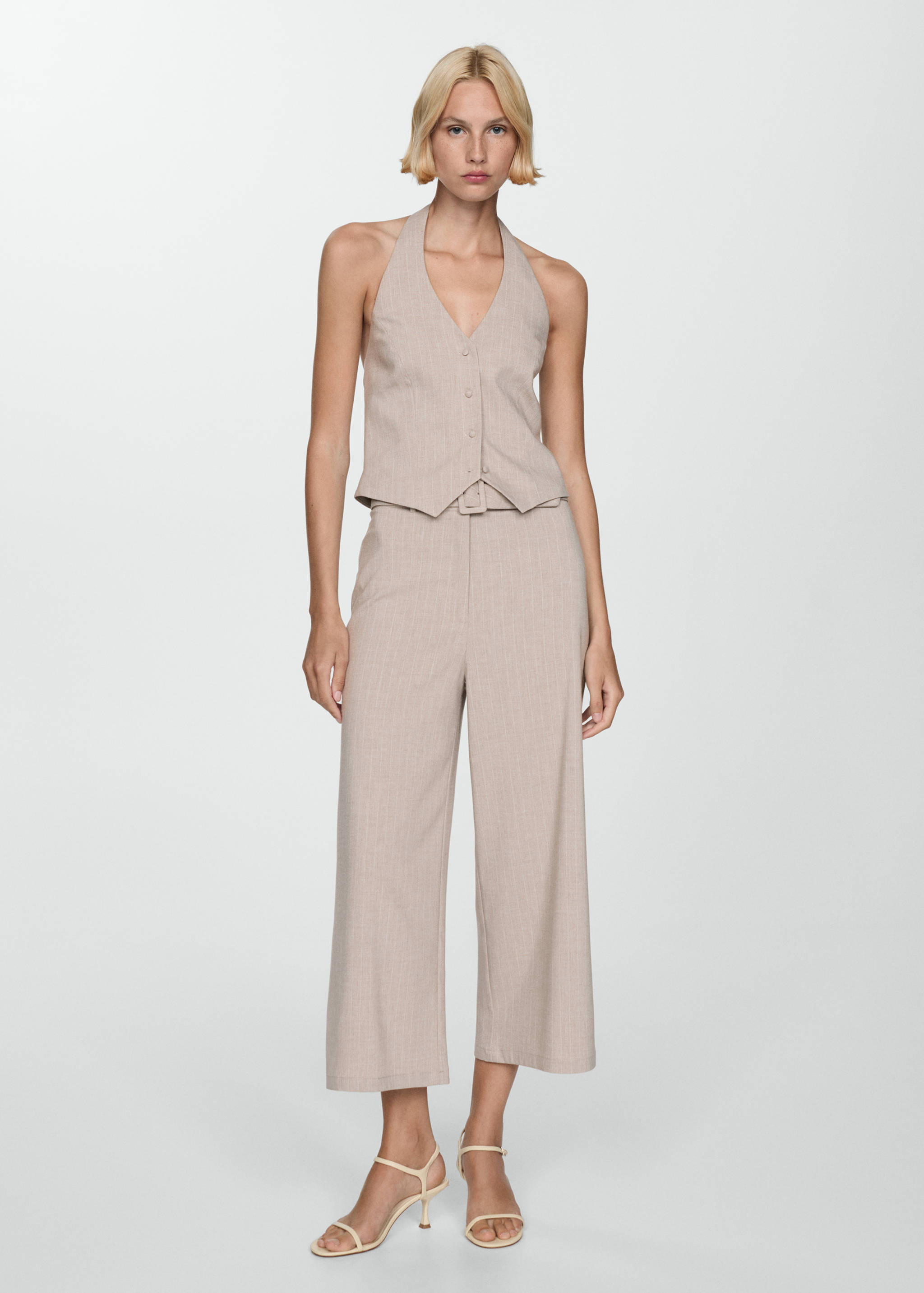 Pinstripe halter-neck waistcoat - General plane