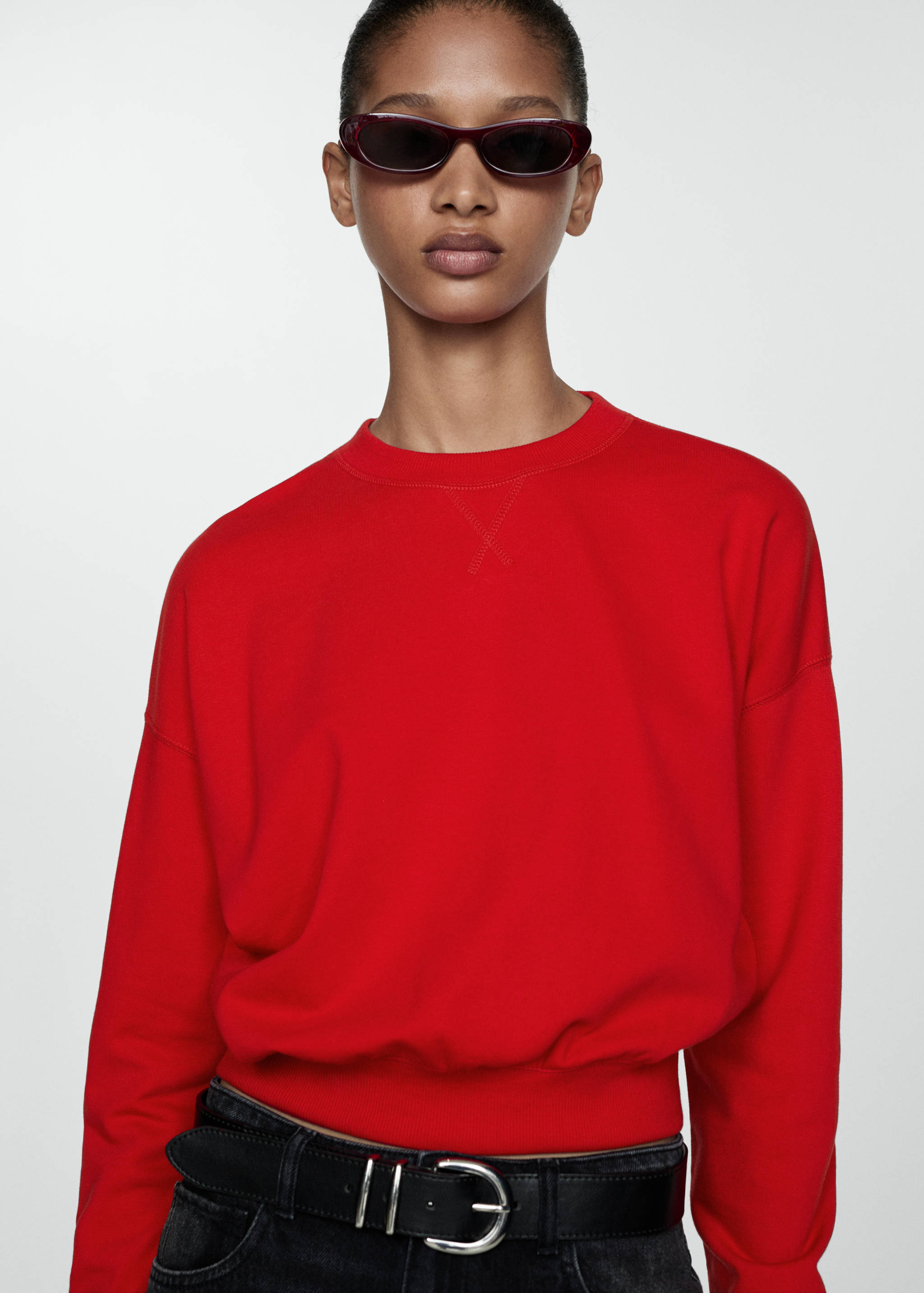 Sudadera algodón cuello redondo - Plano medio