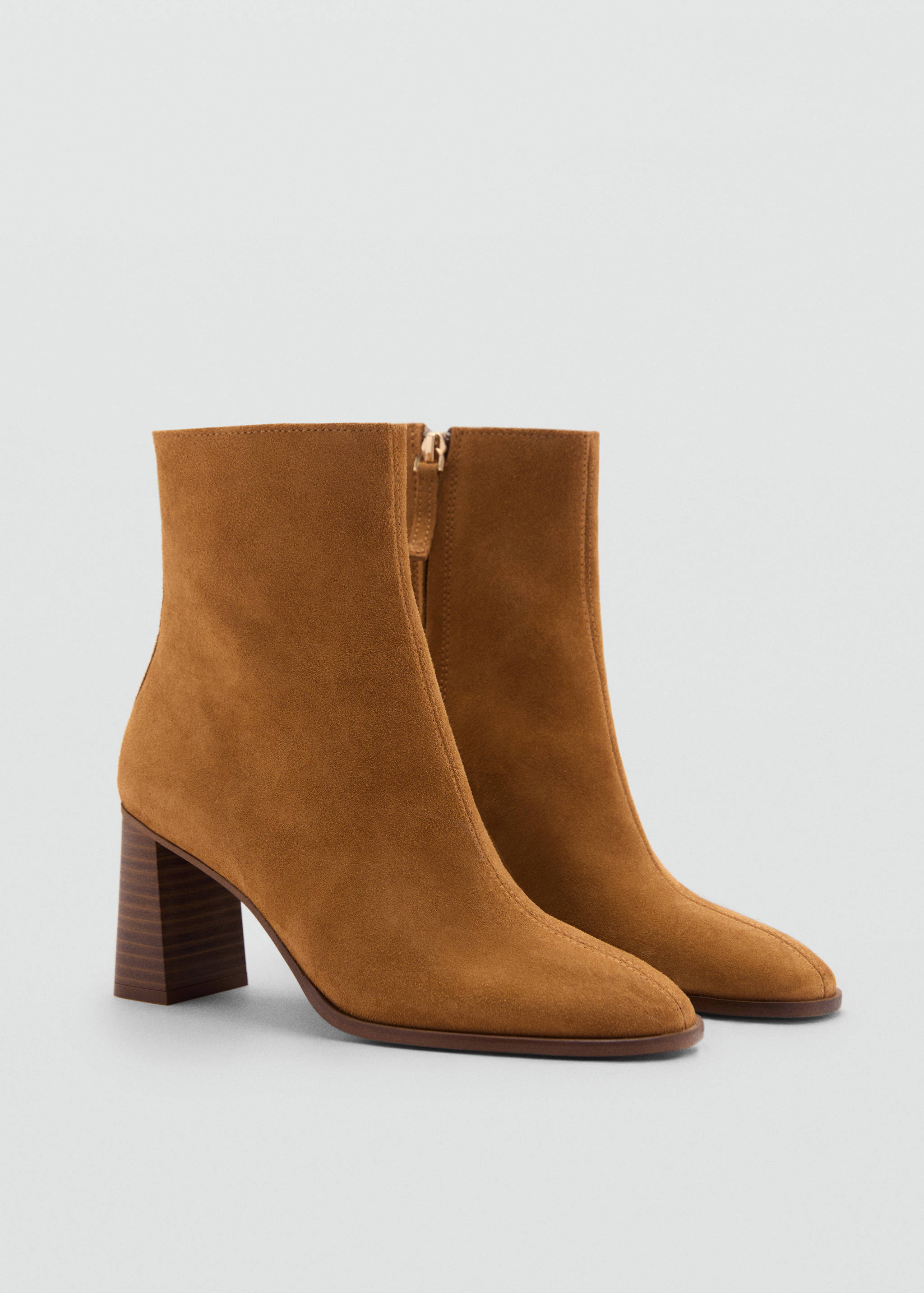 Heel suede ankle boot - Medium plane