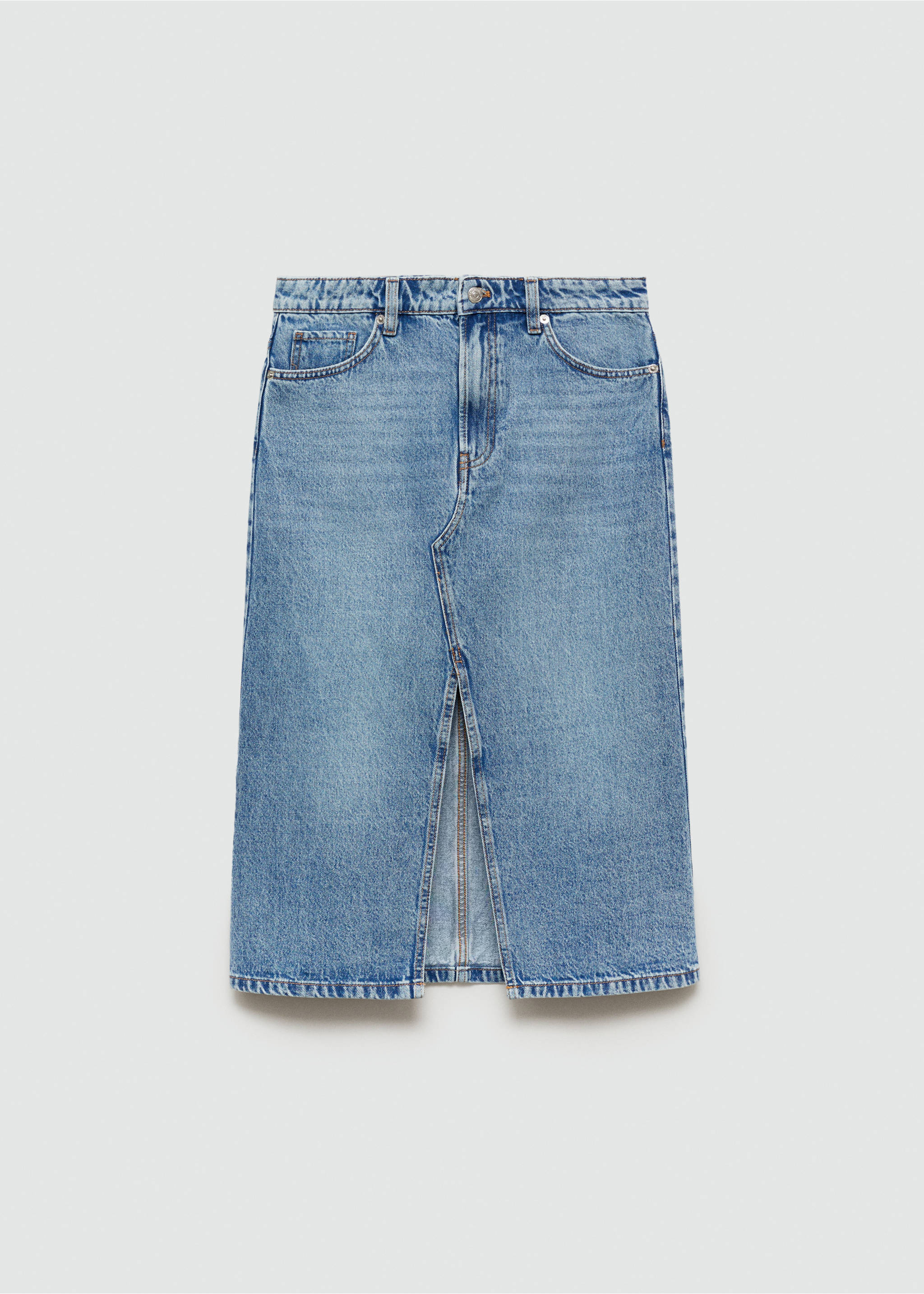 Denim midi-skirt - Article without model, Medium Blue. Ref: 77094054-00.