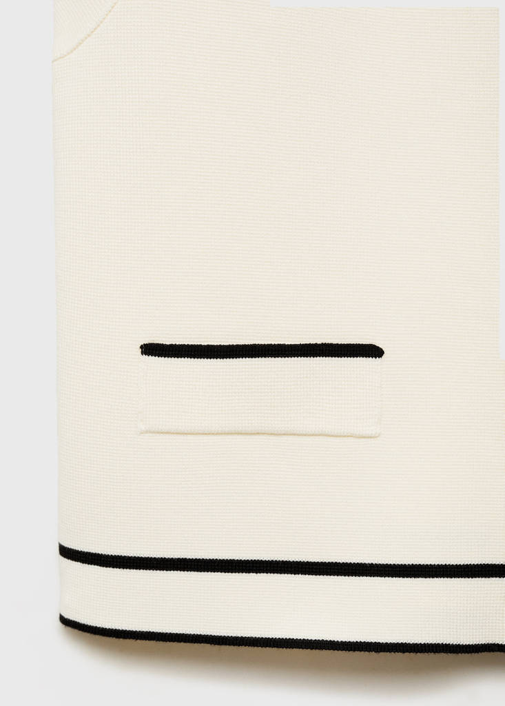 Knitted waistcoat with contrast piping — Ecru