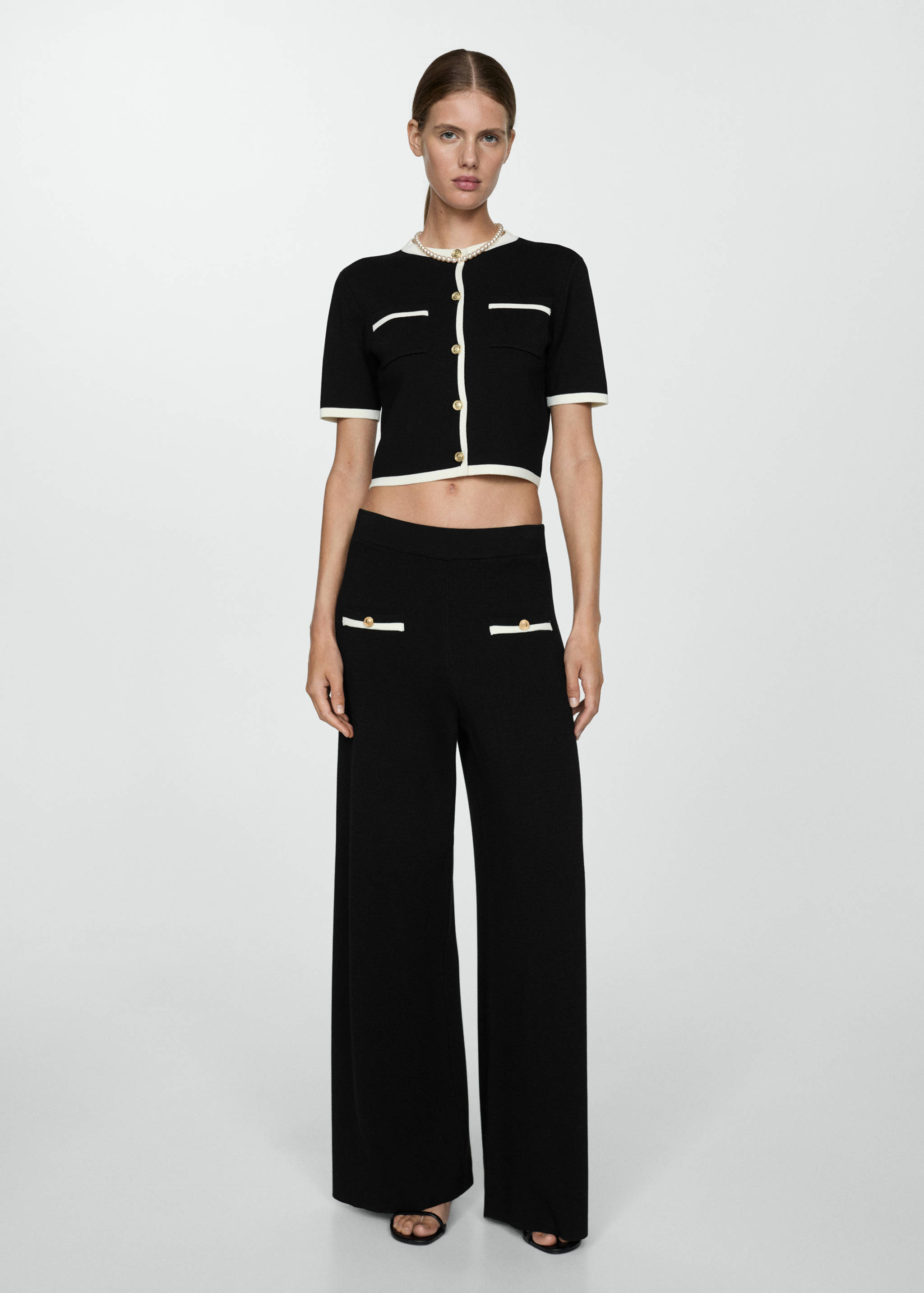 Straight-fit pants with contrasting piping - General plane