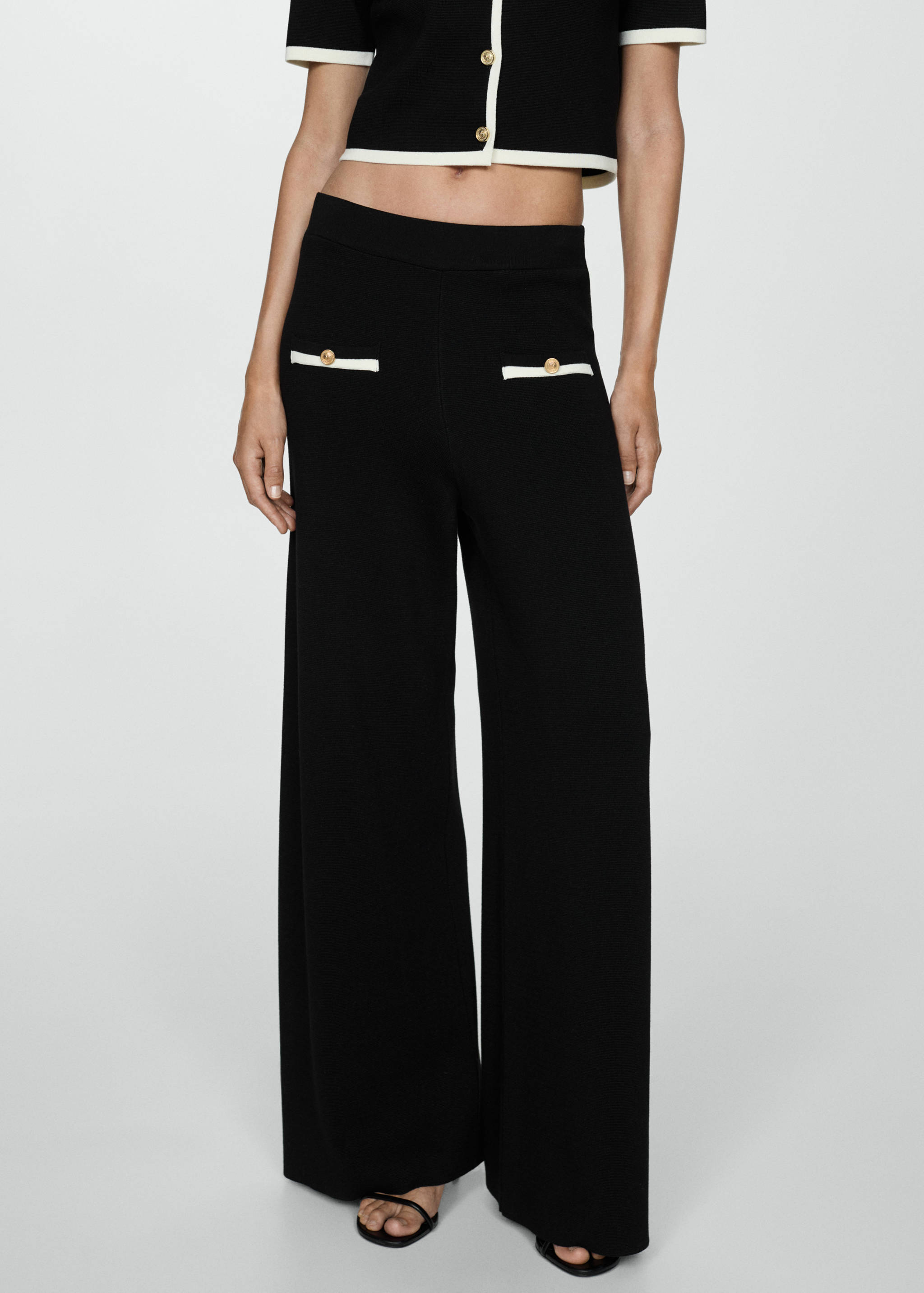Straight-fit pants with contrasting piping - Medium plane
