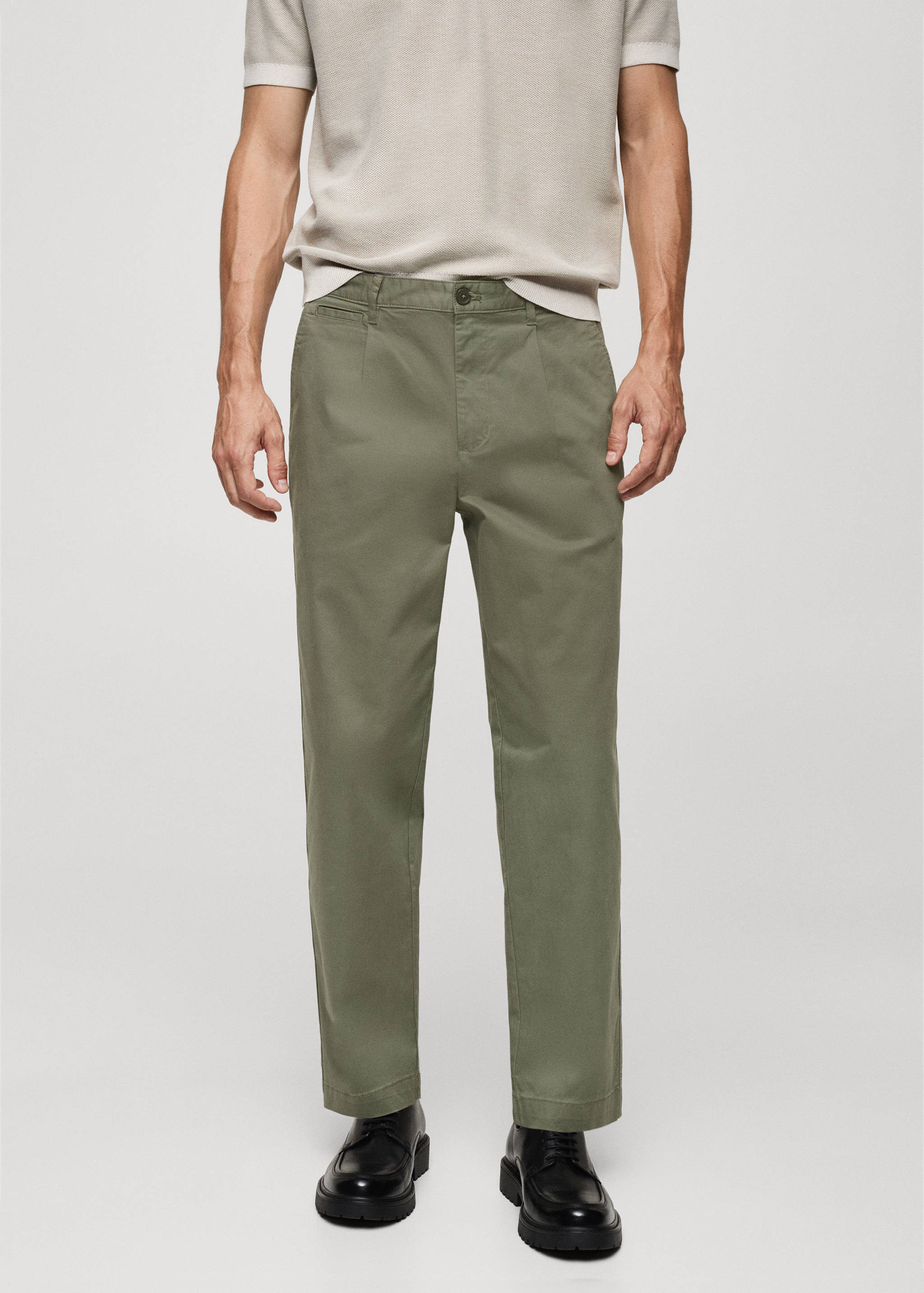 Pantalon regular fit coton pinces - Plan moyen