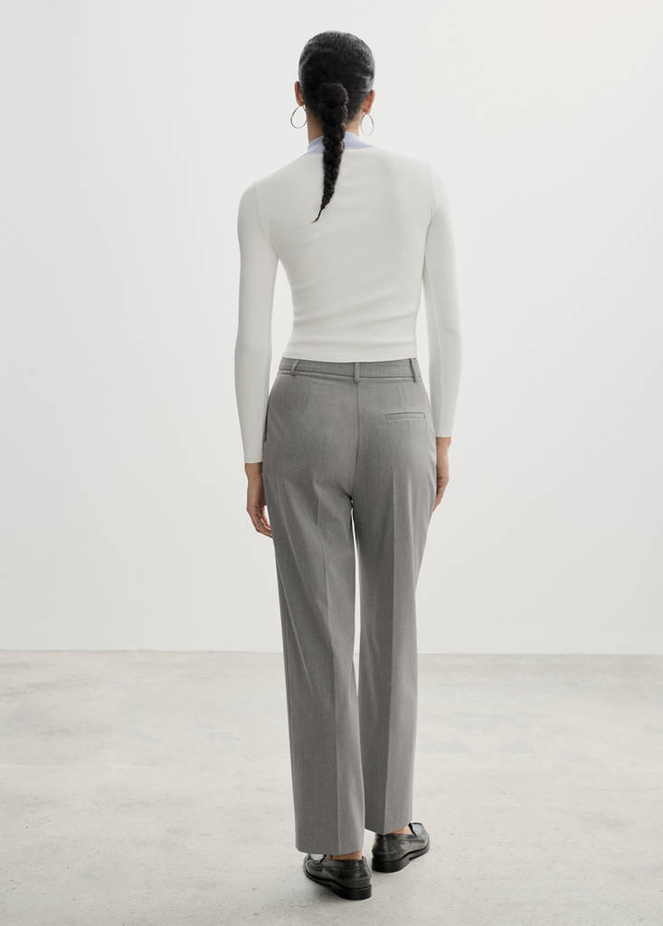 Straight-fit pleated trousers — Light Heather Grey