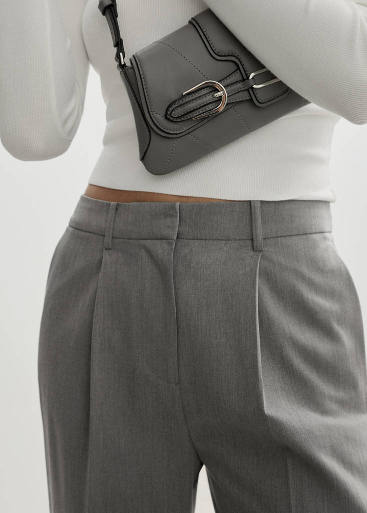 Straight-fit pleated trousers — Light Heather Grey