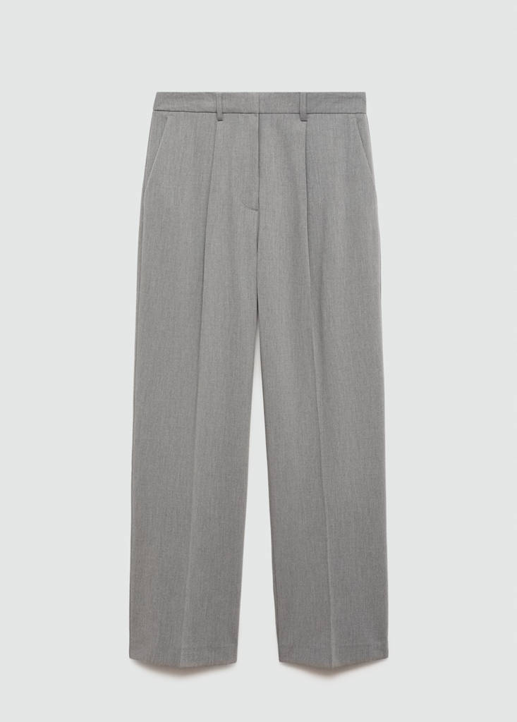 Straight-fit pleated trousers — Light Heather Grey