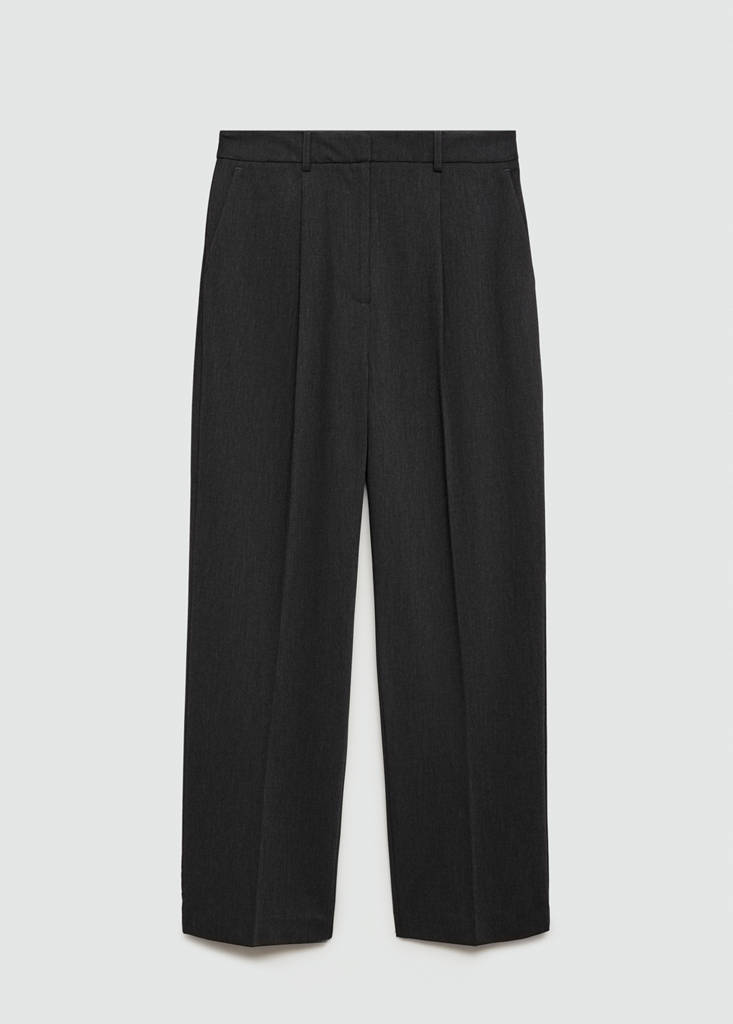 Straight-fit pleated trousers — Grey