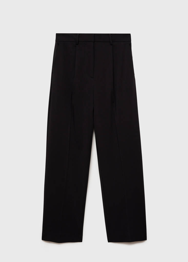 Straight-fit pleated trousers — Black