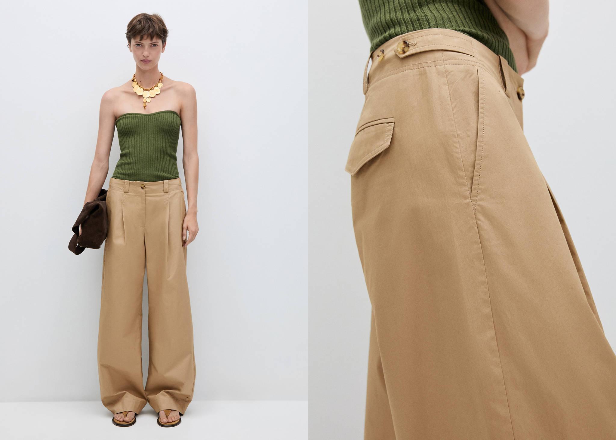 Wide leg pleated trousers - Panoramic plane