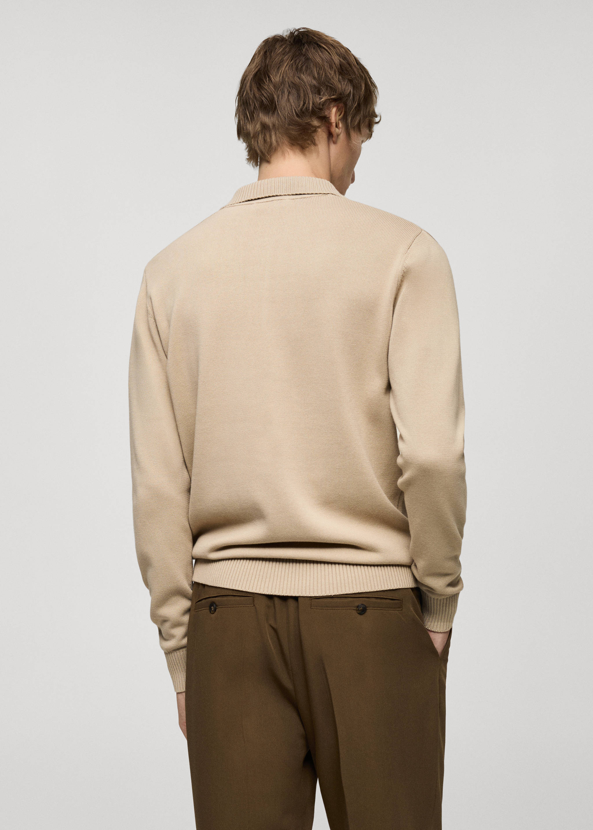 Long-sleeved cotton-knit polo sweater - Reverse of the article