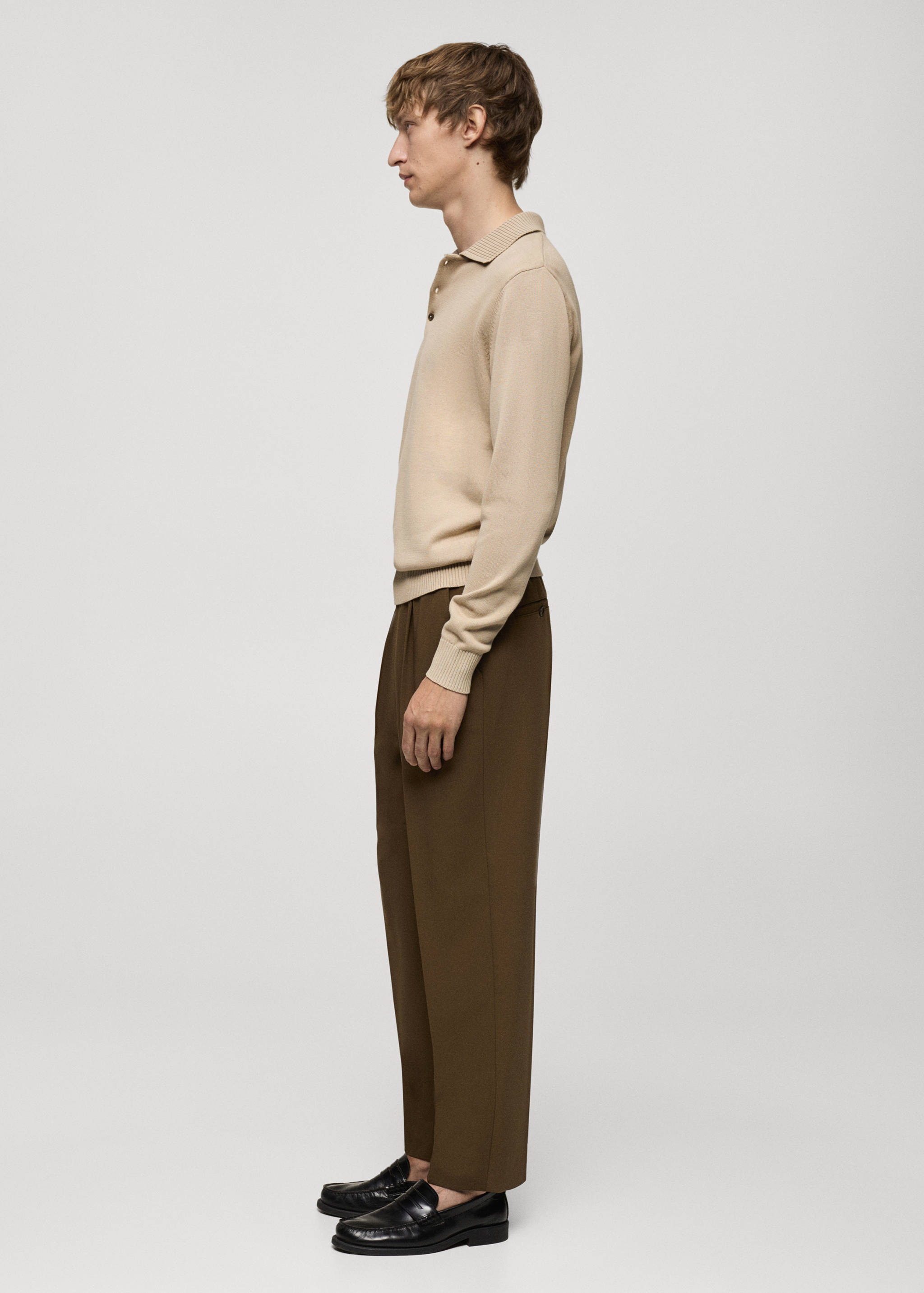 Long-sleeved cotton-knit polo sweater - Details of the article 2