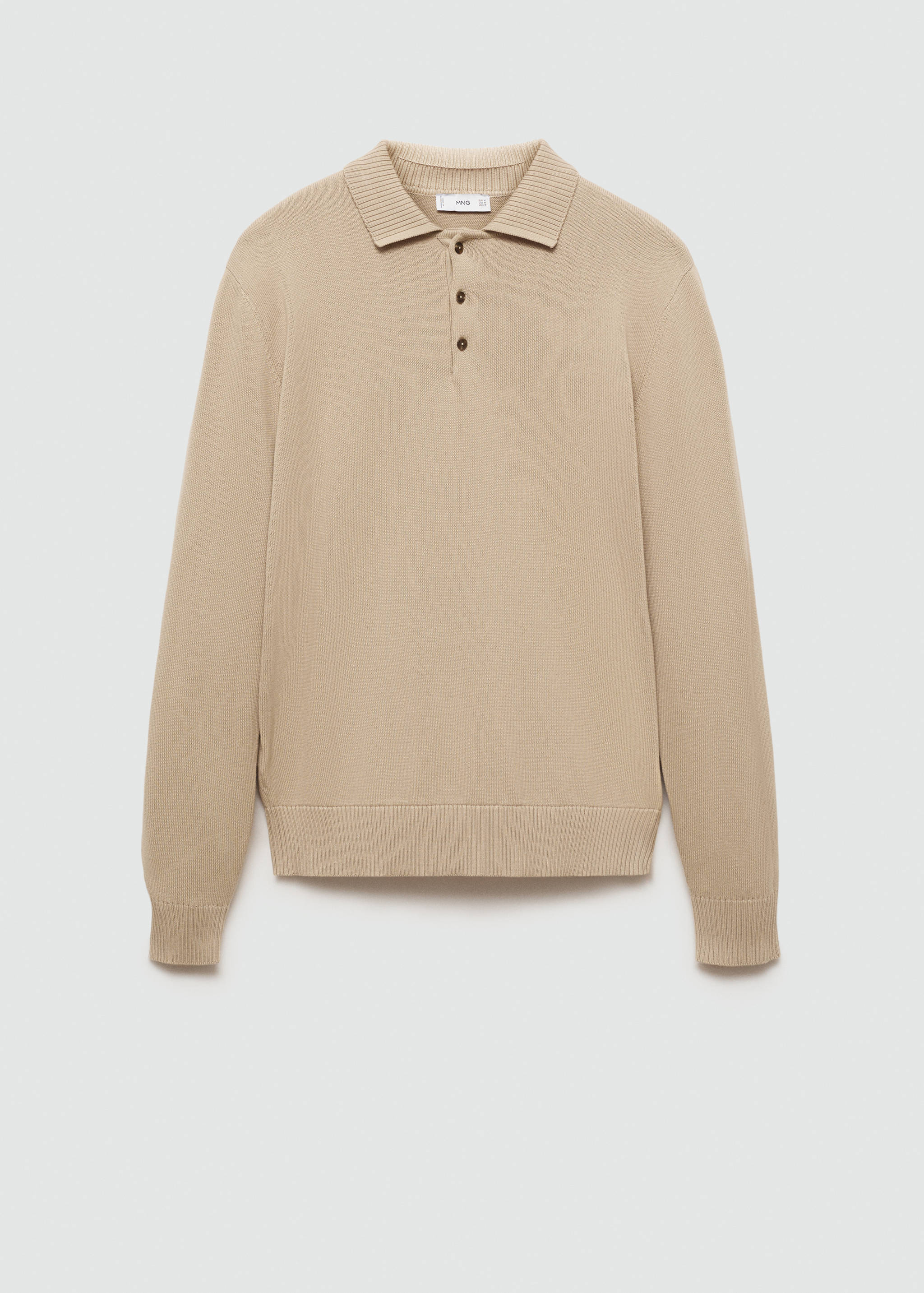 Long-sleeved cotton-knit polo sweater - Article without model