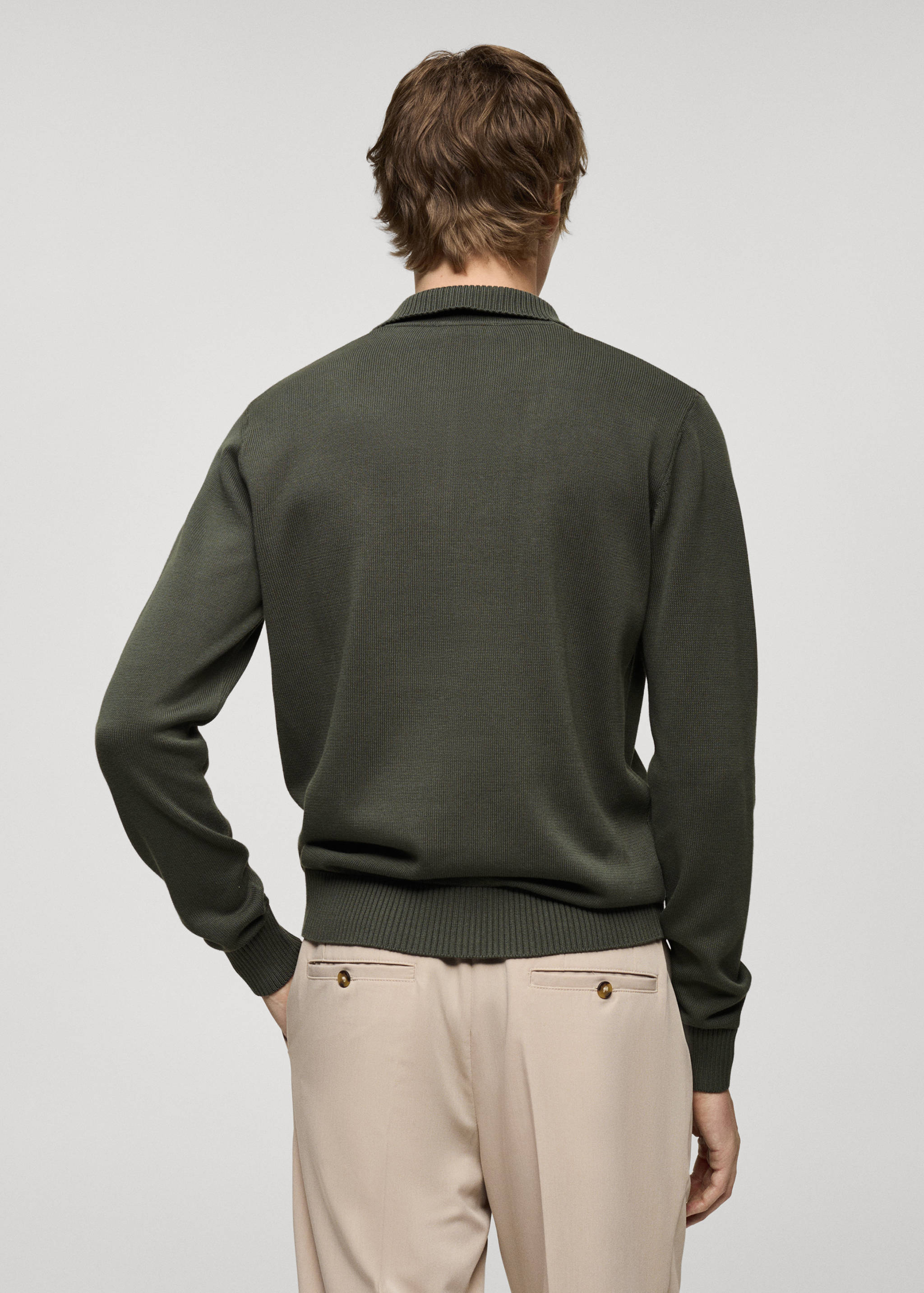 Long-sleeved cotton-knit polo sweater - Reverse of the article