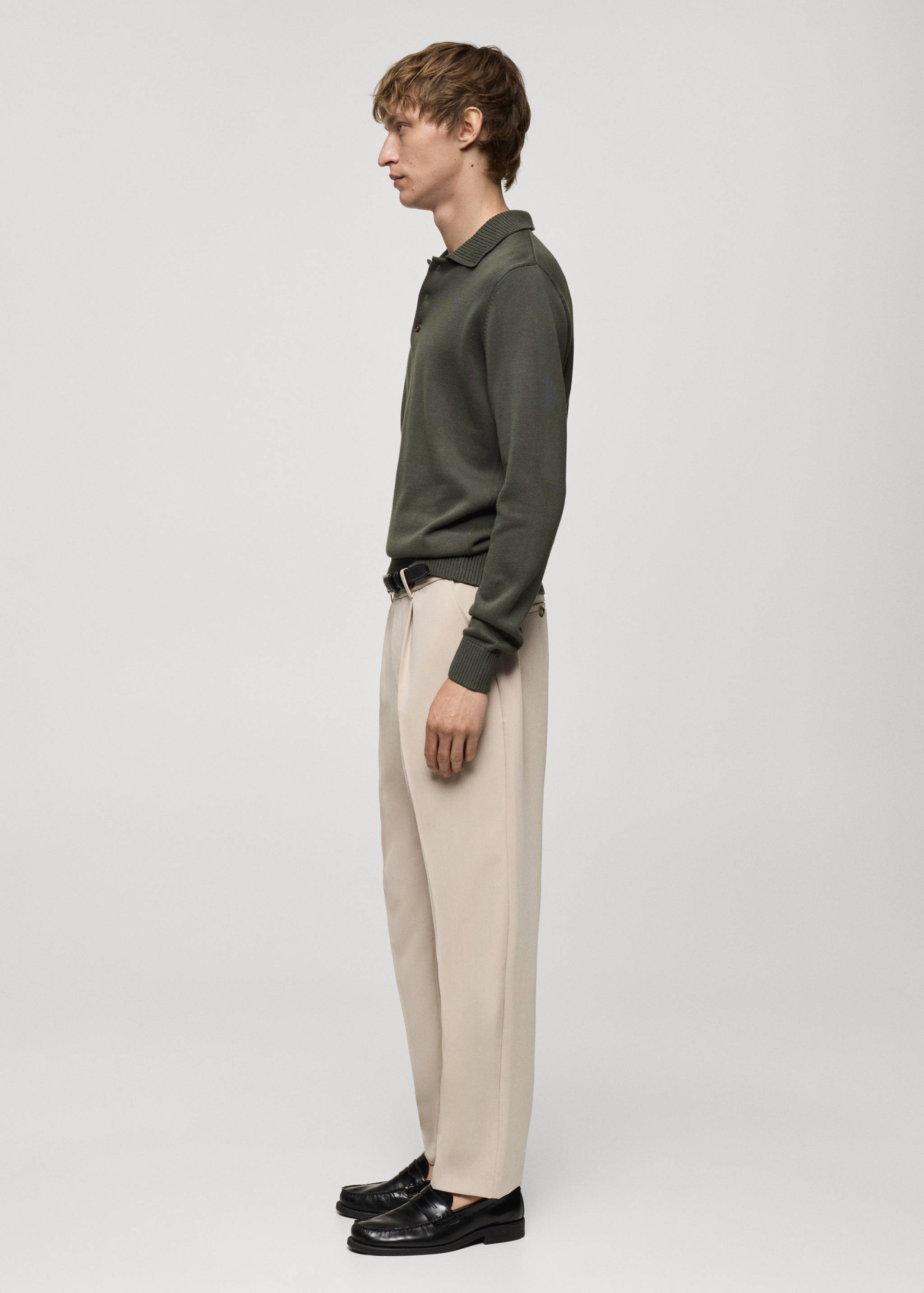 Long-sleeved cotton-knit polo sweater - Details of the article 2