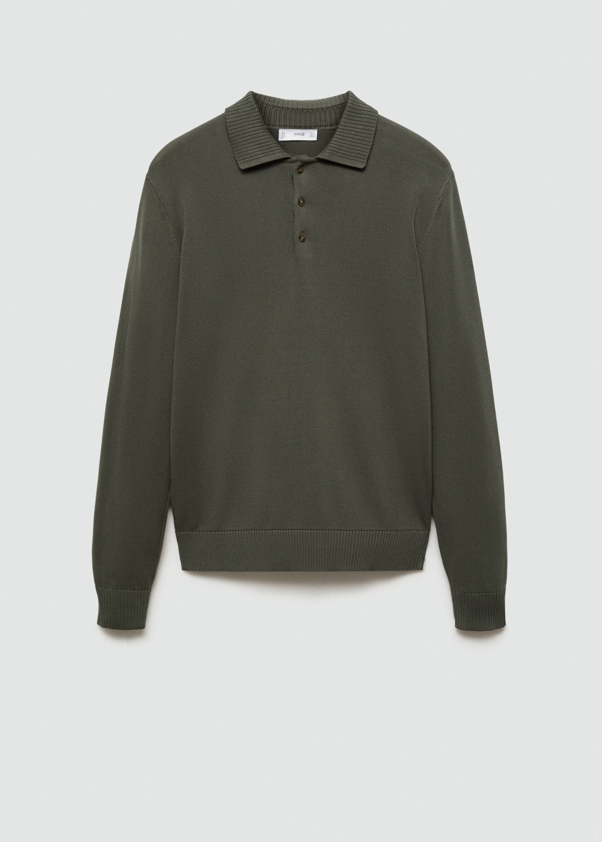 Long-sleeved cotton-knit polo sweater - Article without model