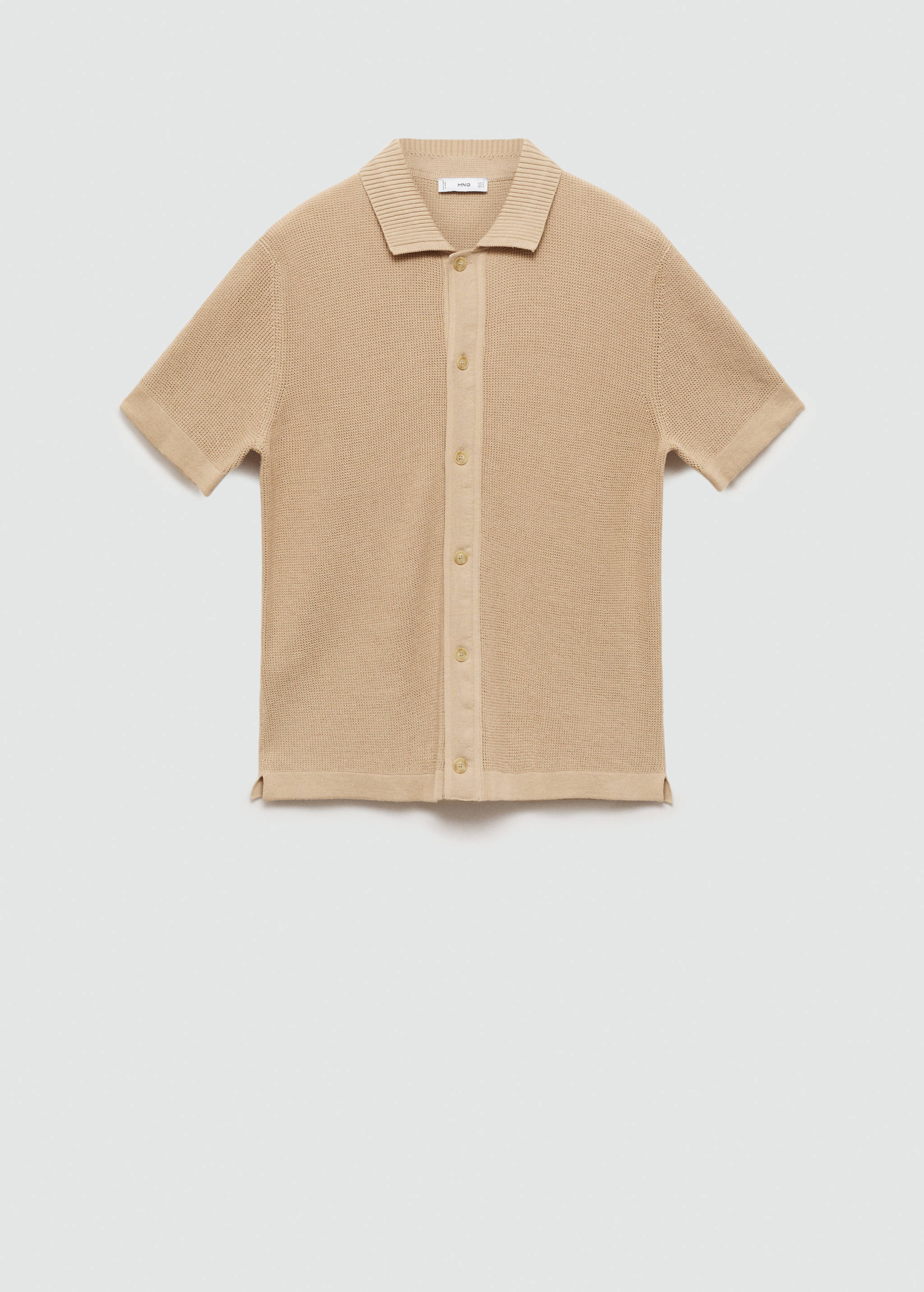 Buttoned micro-structure knitted polo shirt - Article without model