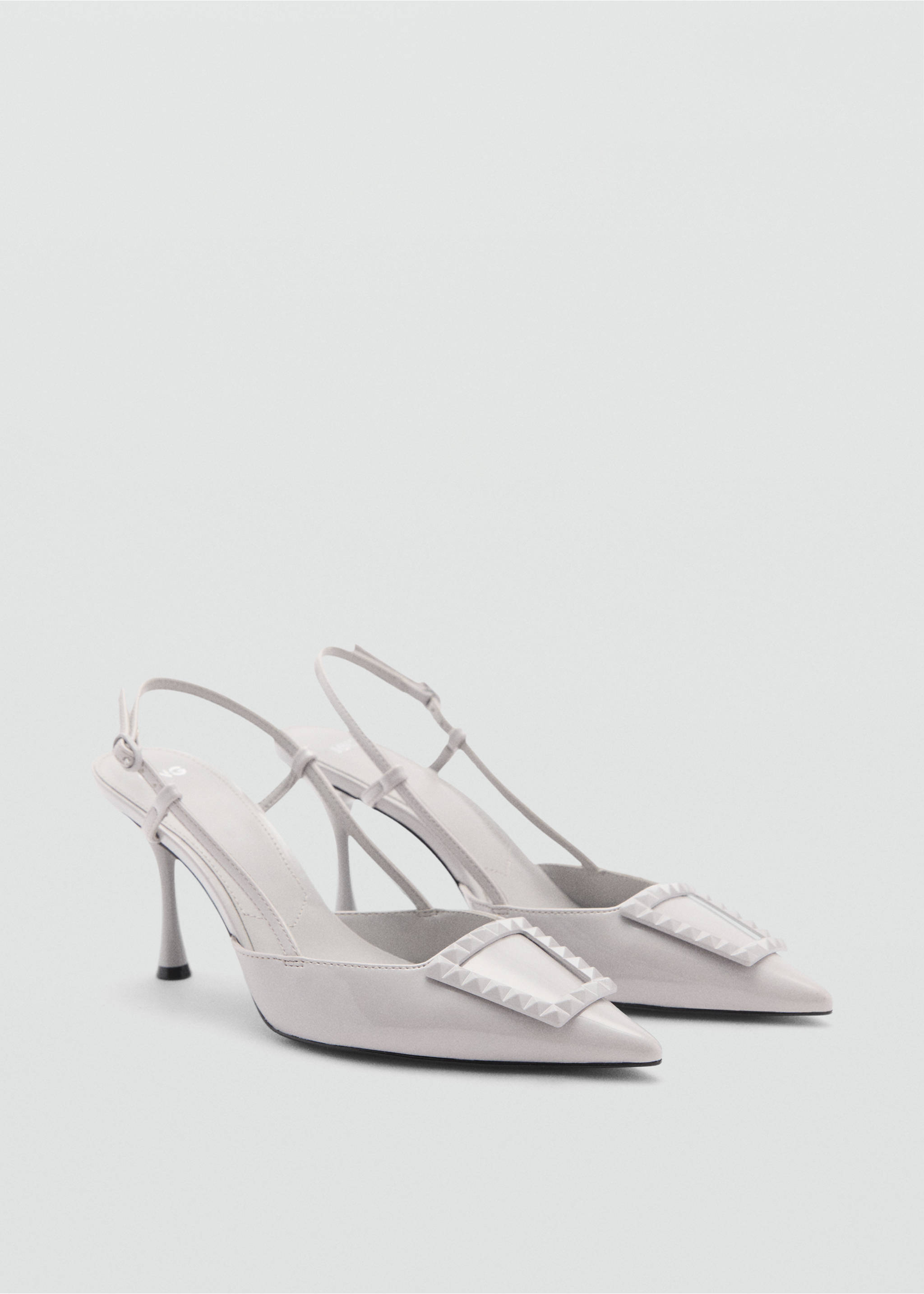 Patent leather slingback-heeled shoes - Medium plane, Grey. Ref: 77094447-00.