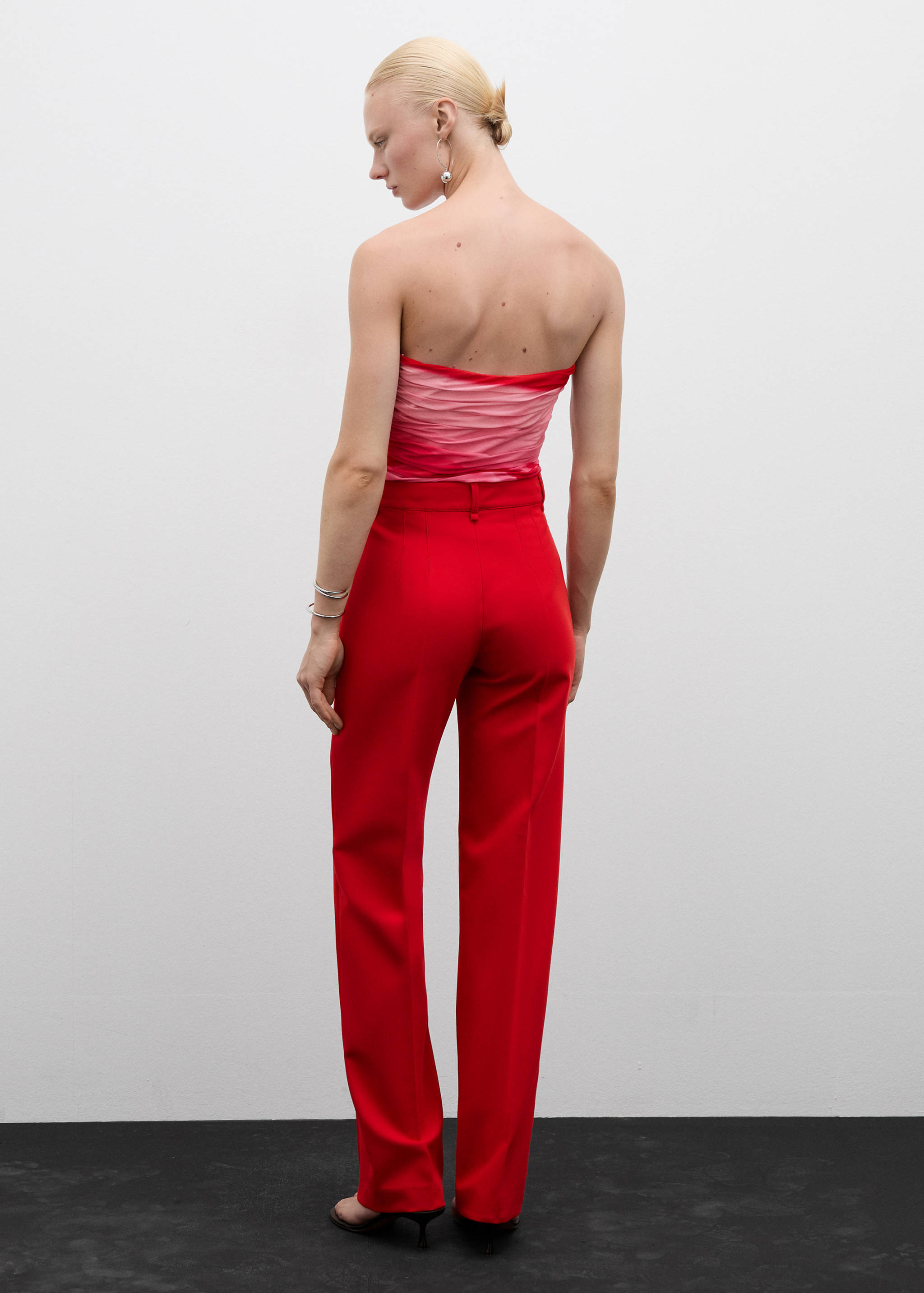 Straight-fit trousers with decorative seams - Reverse of the article