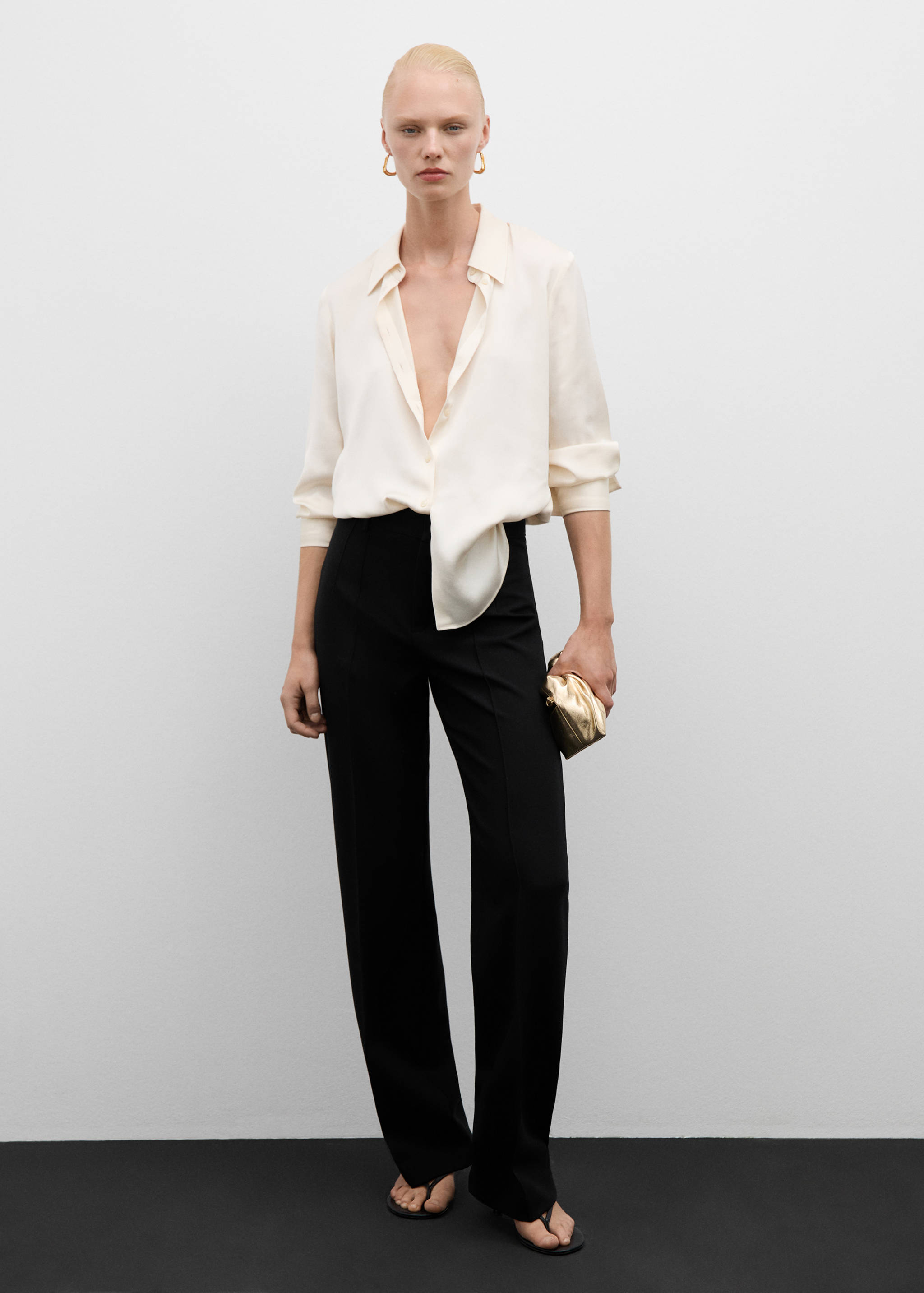 Straight-fit trousers with decorative seams - General plane