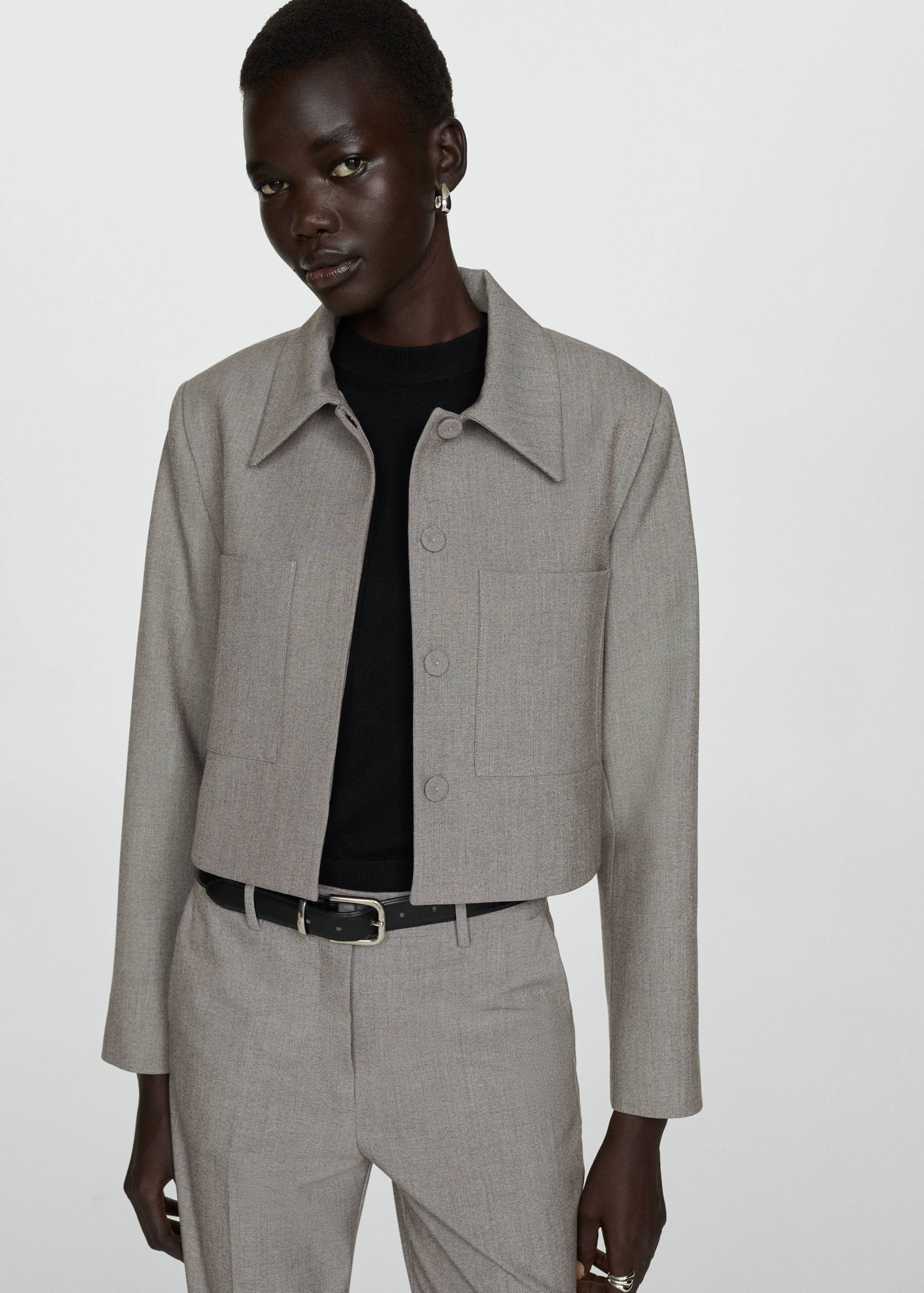 Cropped jacket with pockets - Medium plane