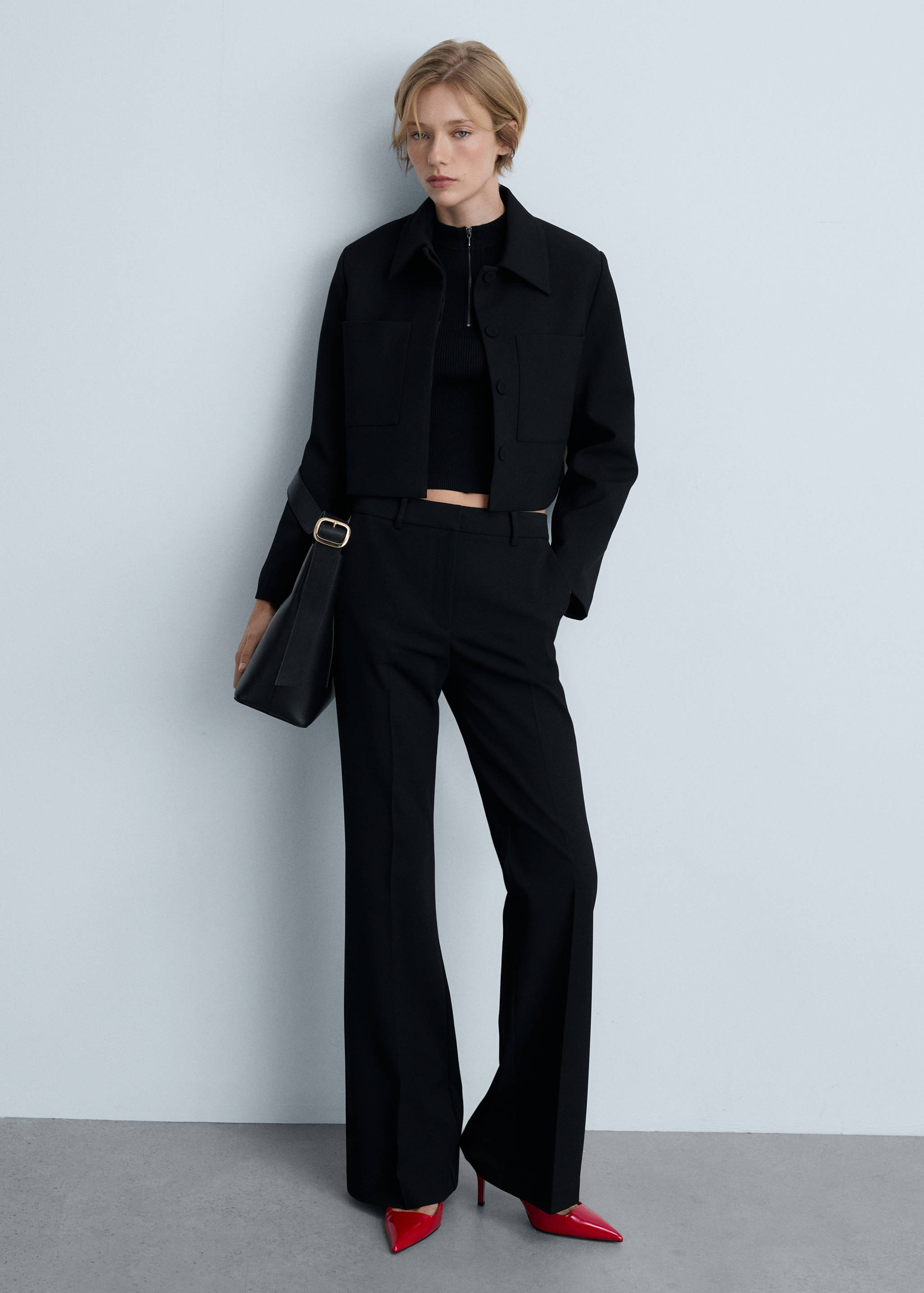 Cropped jacket with pockets - General plane