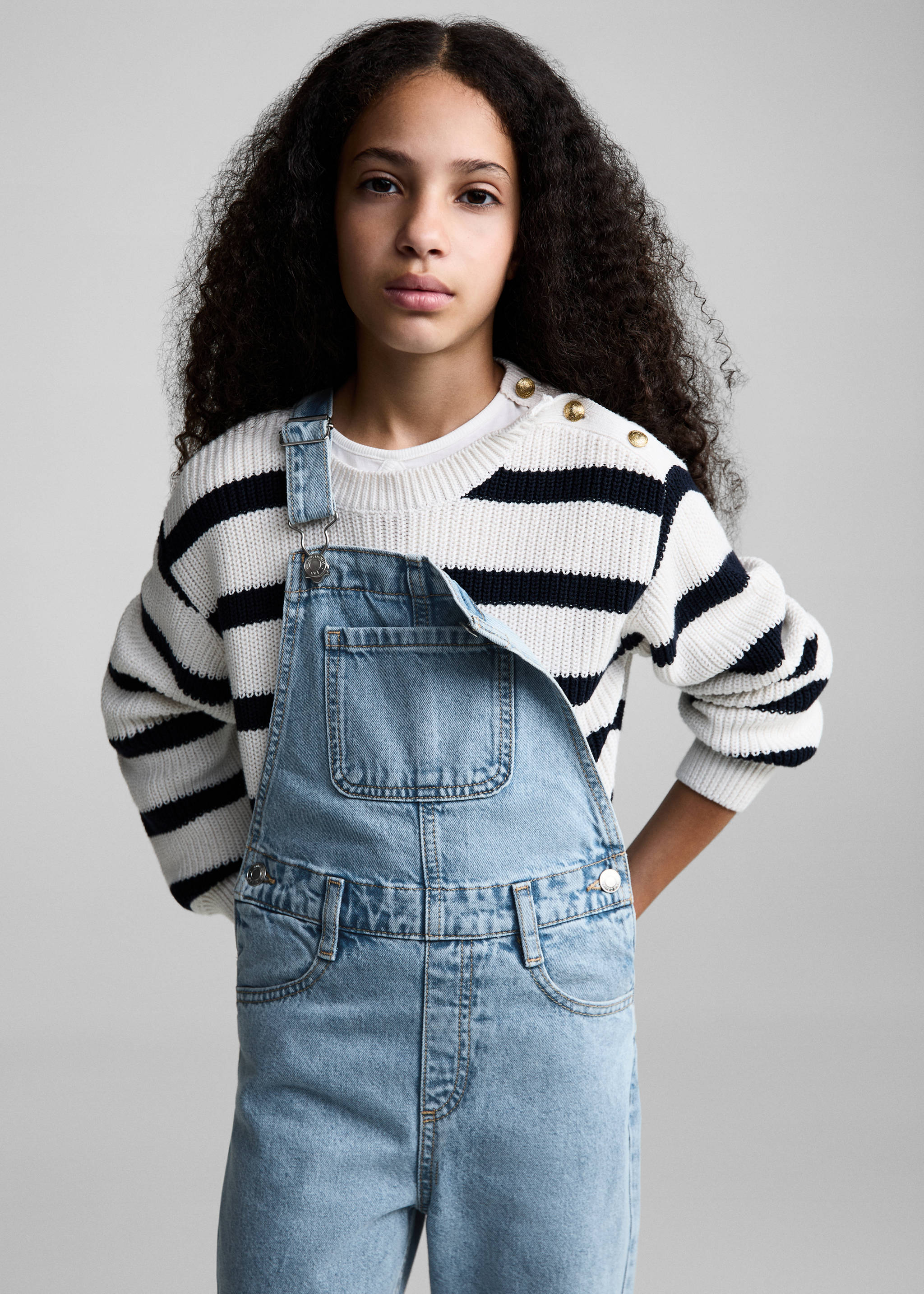 Long denim dungarees - Medium plane