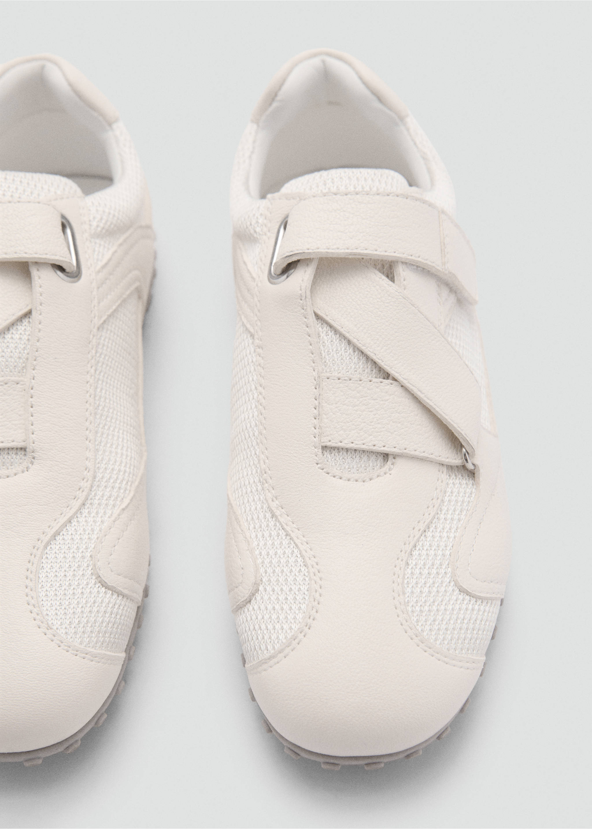 Canvas leather trainers - Details of the article 3, White. Ref: 77094788-00.