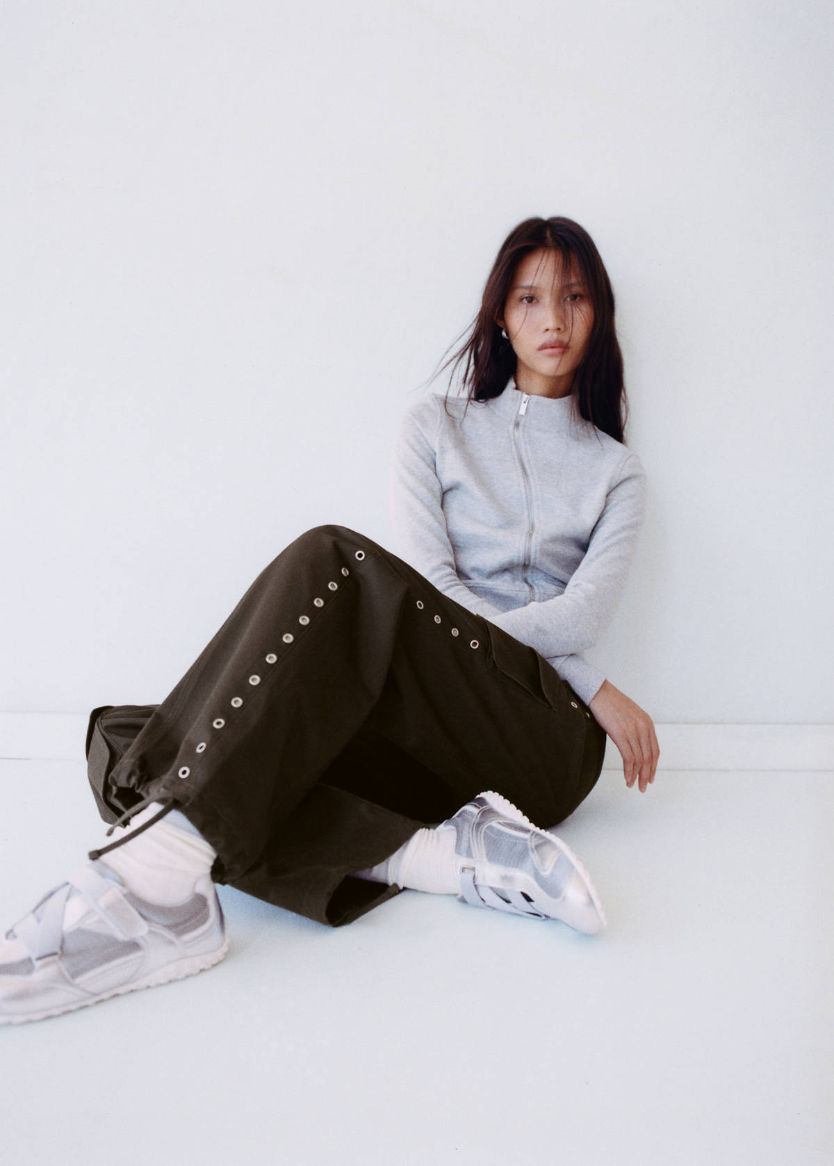Canvas leather trainers — Silver