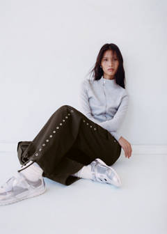 Canvas leather trainers — Silver 1