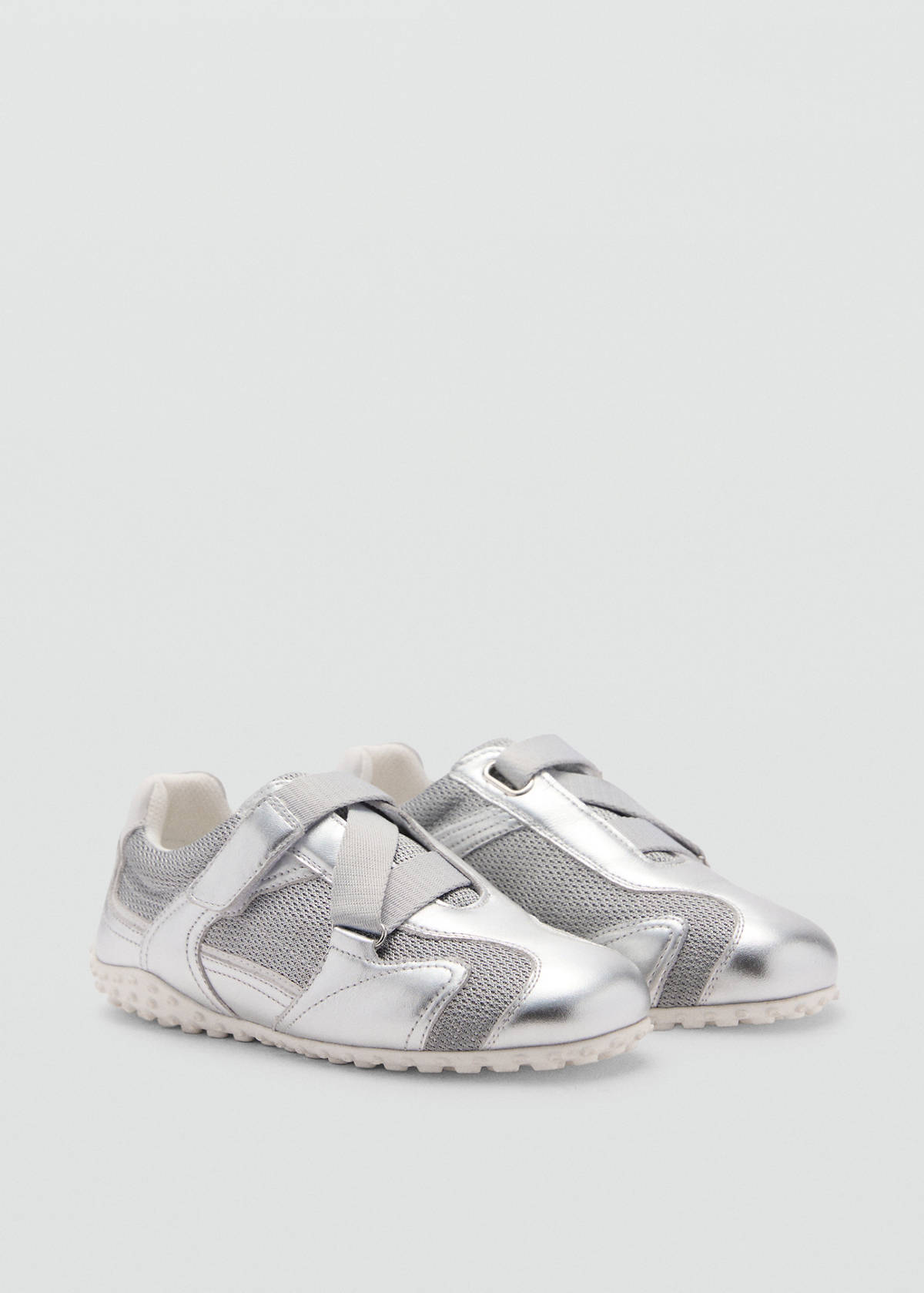 Canvas leather trainers — Silver