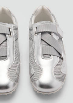 Canvas leather trainers — Silver 6