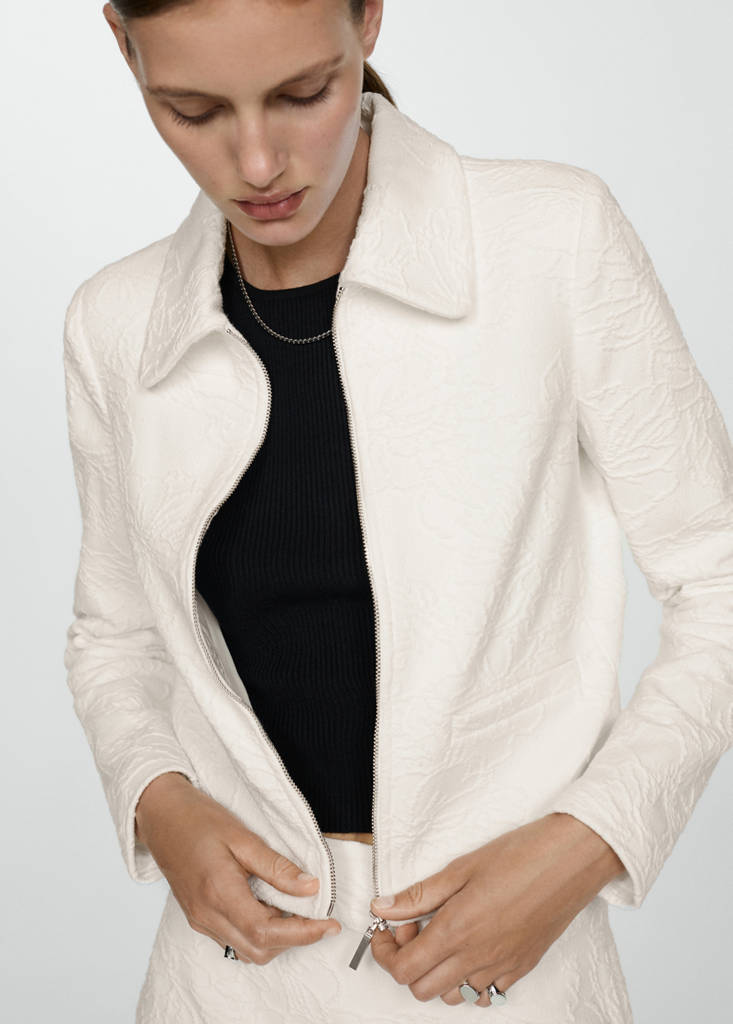 Textured cotton-blend jacket — Ecru