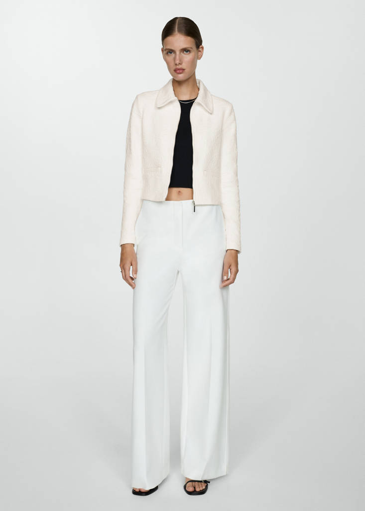 Textured cotton-blend jacket — Ecru