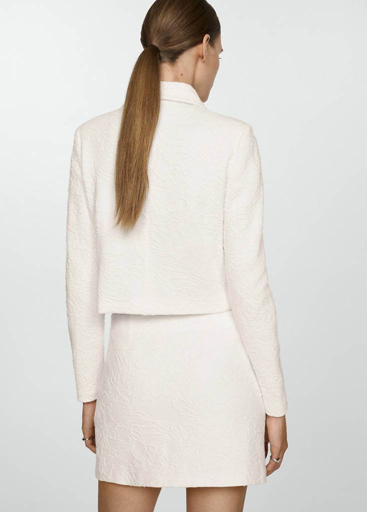 Textured cotton-blend jacket — Ecru