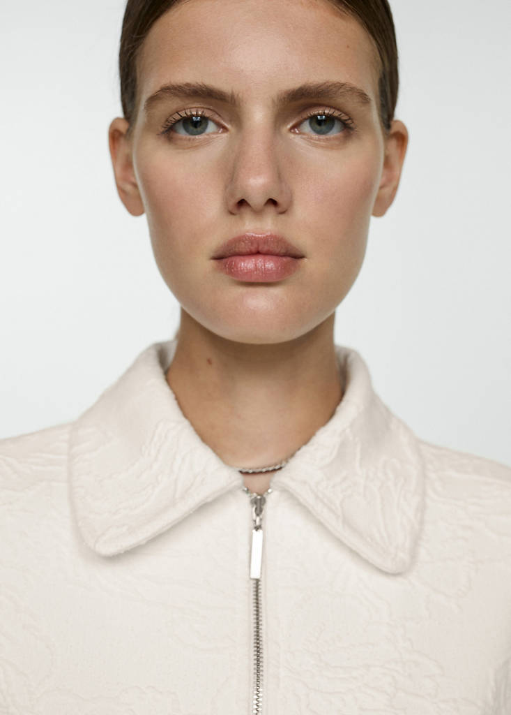 Textured cotton-blend jacket — Ecru