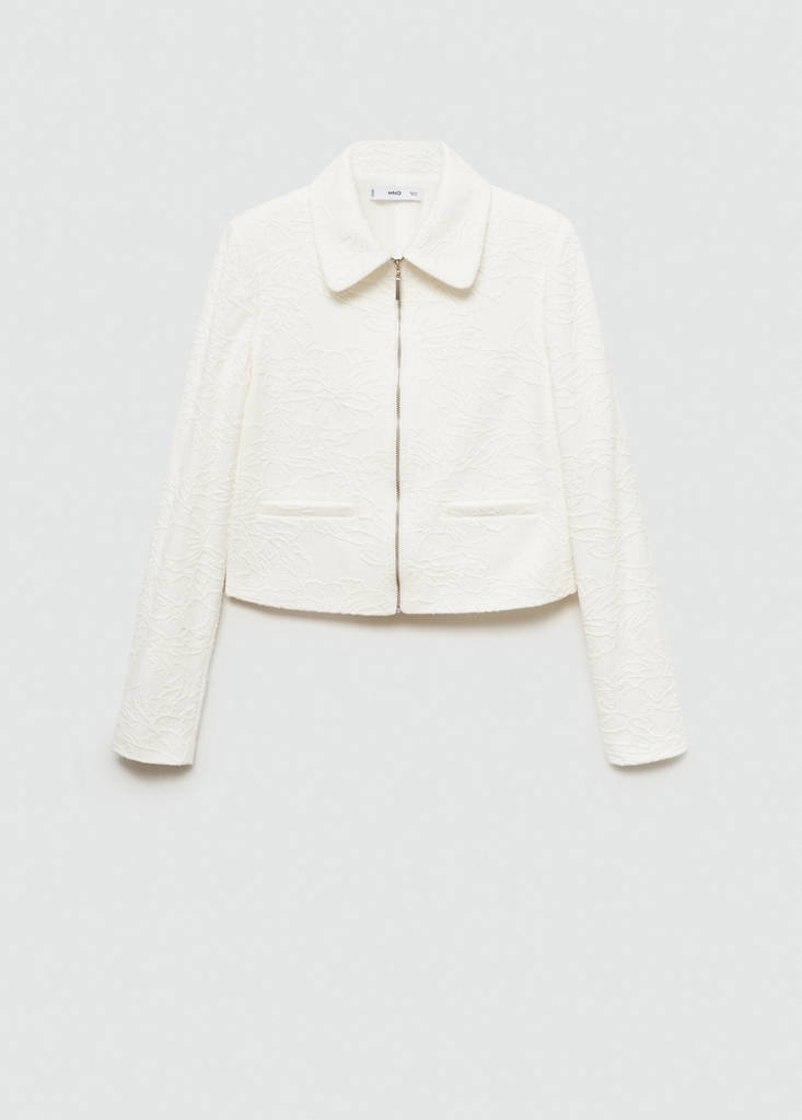 Textured cotton-blend jacket — Ecru