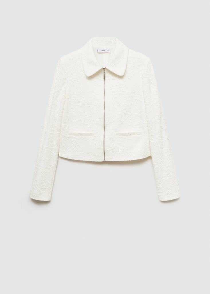 Textured cotton-blend jacket — Ecru