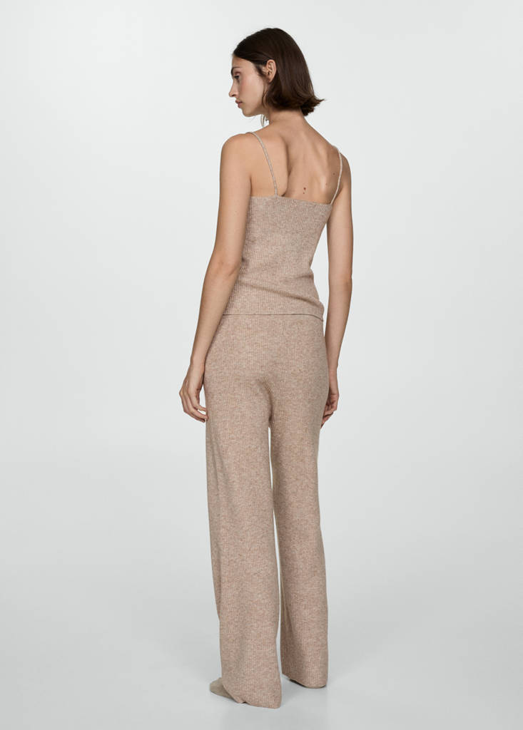 Fine rib-knit trousers — Sand