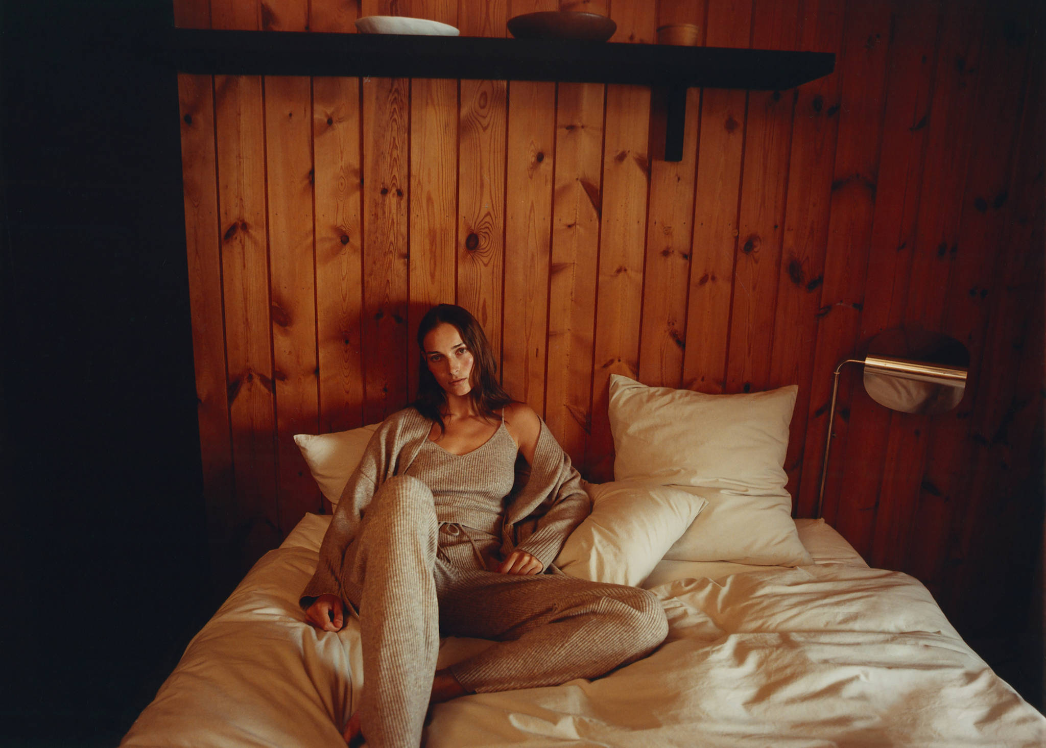 Fine rib-knit trousers - Panoramic plane