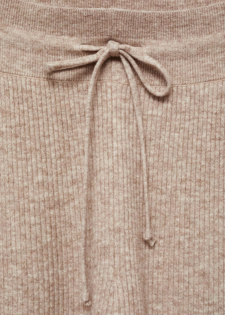 Fine rib-knit trousers — Sand