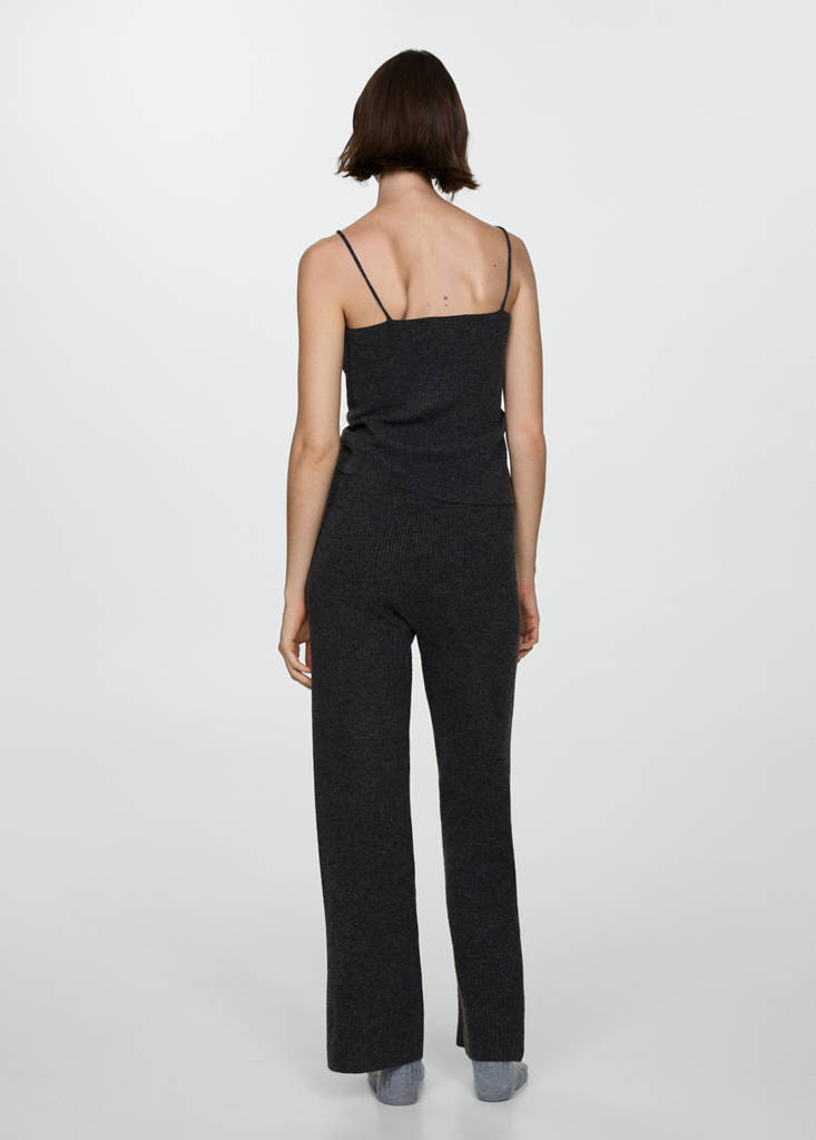 Fine rib-knit trousers — Charcoal