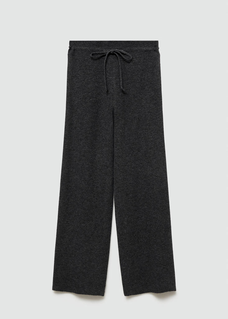 Fine rib-knit trousers — Charcoal