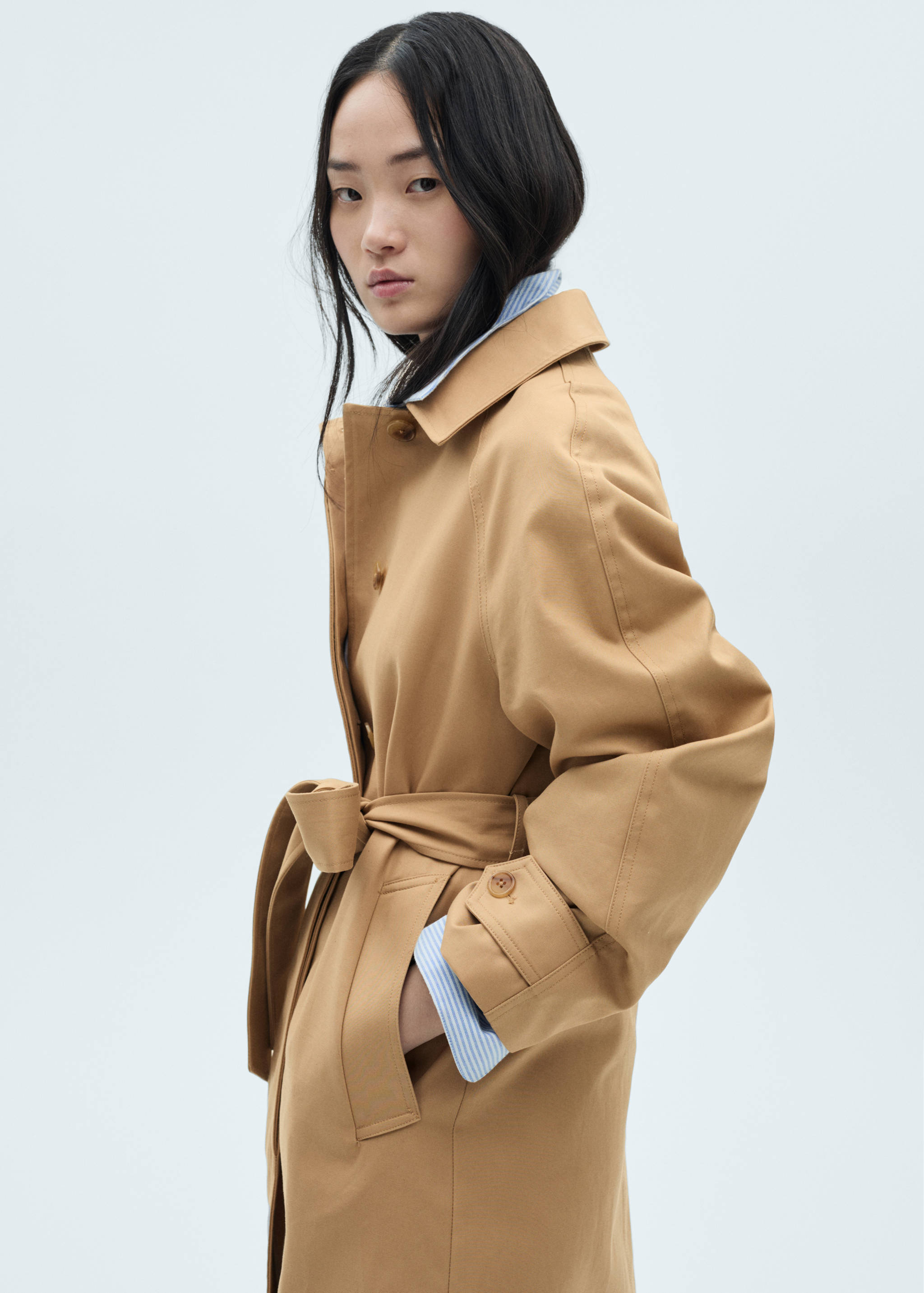 Cotton trench coat with belt - Details of the article 2