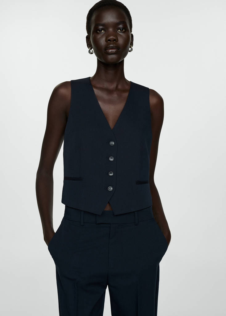Suit waistcoat with buttons — Dark Navy