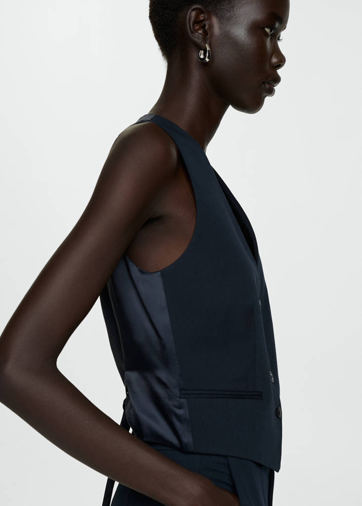 Suit waistcoat with buttons — Dark Navy